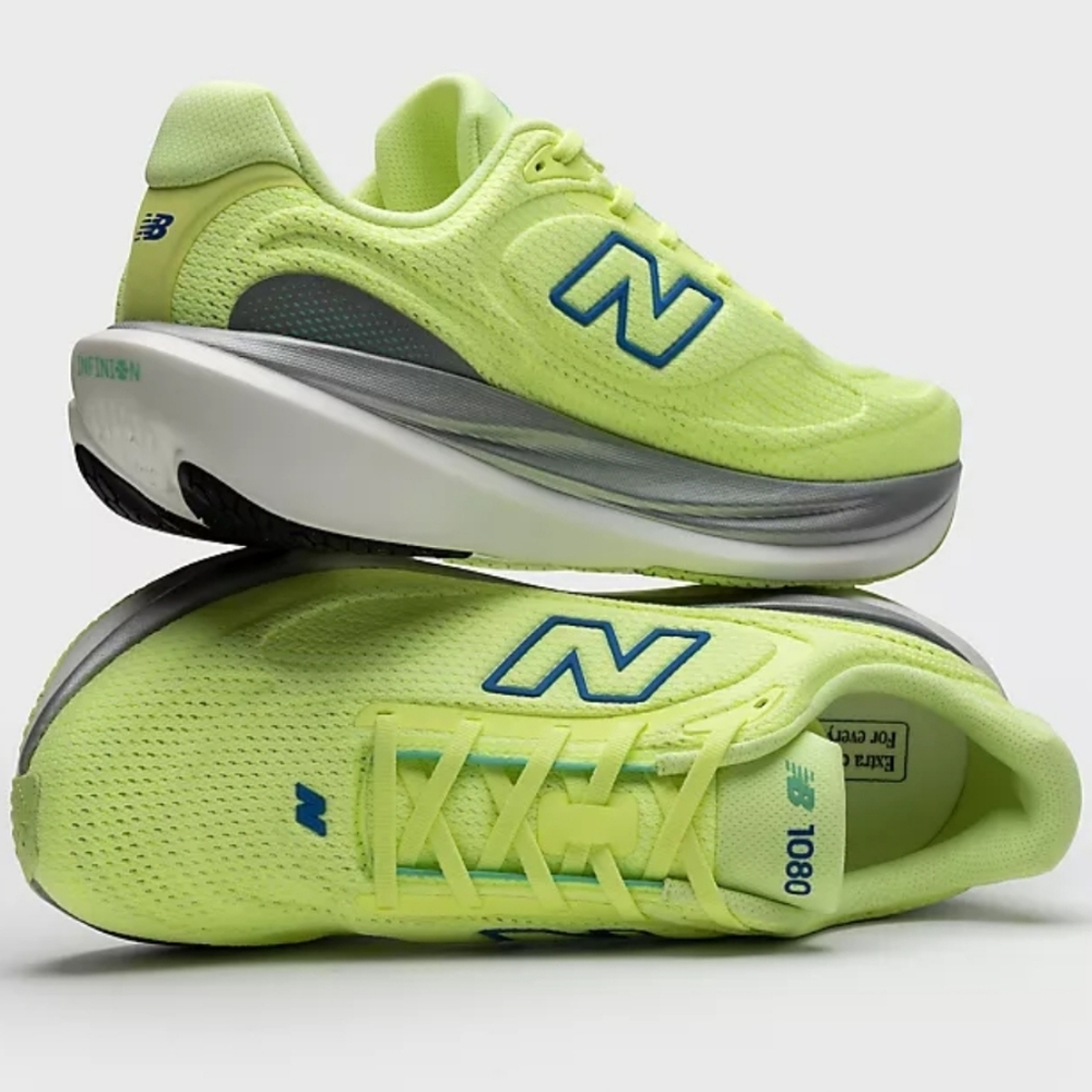 New Balance Neon Lime with Blue Logo Athletic Running Shoes - Picture 12 of 13